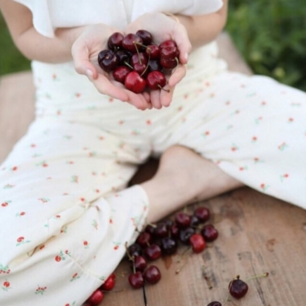 Anthropologie Featherbone Cherry Wide Leg Crop - Picture 5 of 5